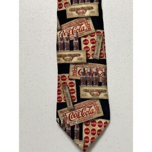 Vintage Coca Cola Coke Classic Themed Men's Neck Tie Retro Advertising 100% Silk